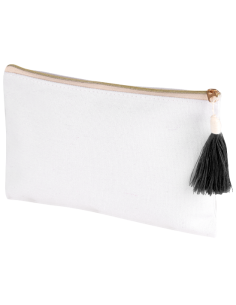 Neceser en algodon blanco con borla de Color negro