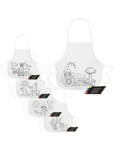Pack 5 Delantales infantil para colorear con ceras