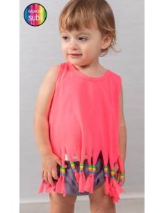 Camisetas tirantes bolitas color rosa niña 160gr sublimacion