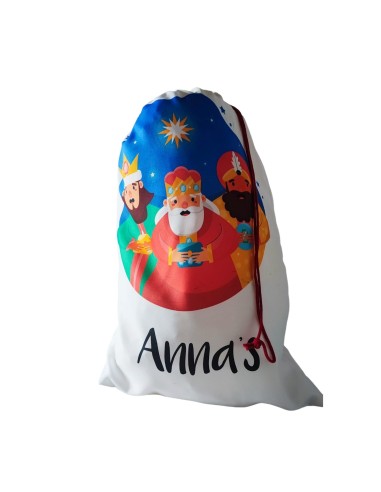 Saco navidad grande poliester blanco cordon rojo sublimacion
