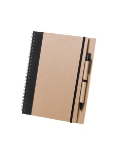 Libreta de carton grande negro con boligrafo a juego 16.5 x 21 x 1 cm