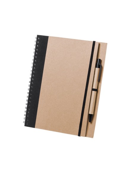 Libreta de carton grande negro con boligrafo a juego 16.5 x 21 x 1 cm
