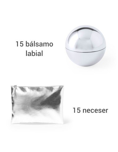 Lote de 30 articulos 15 labial + 15 neceser peq ideal para eventos color PLATA