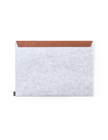 Funda ordenador portátil de fieltro gris claro y polipiel personalizable