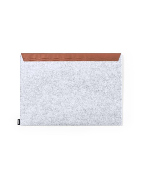Funda ordenador portátil de fieltro gris claro y polipiel personalizable