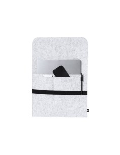 Funda de ordenador portátil fieltro gris claro con tira negra 2