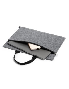 Portadocumentos de fieltro con asa negra gris oscuro personalizable 2