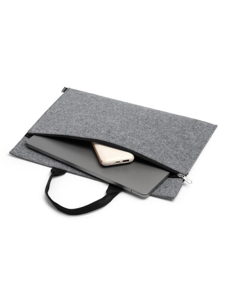 Portadocumentos de fieltro con asa negra gris oscuro personalizable