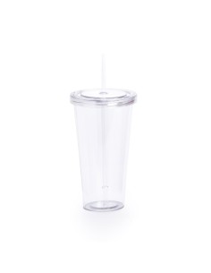 Vaso transparente con pajita 750ml personalizable