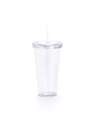 Vaso transparente con pajita 750ml personalizable