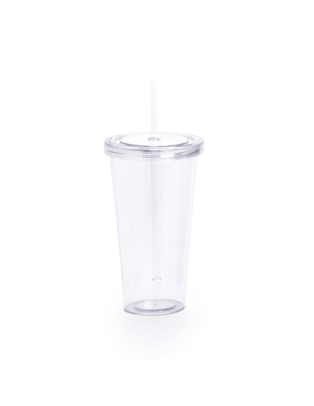 Vaso transparente con pajita 750ml personalizable