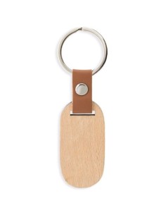 Llavero de madera cinta de cuero alargado 2