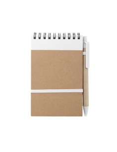 Libreta de carton blanco pequeña con boligrafo a juego 9.7 x 14.4 x 1 cm