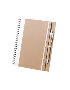 Libreta de carton grande blanca con boligrafo a juego 16.5 x 21 x 1 cm