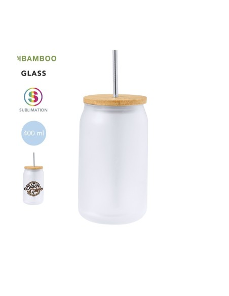 Tarro con pajita de sublimacion 400ml