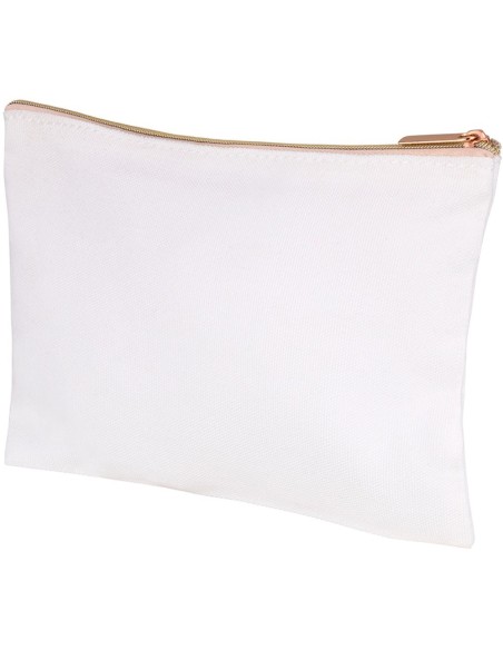Neceser en poliéster blanco cremallera dorada sublimacion
