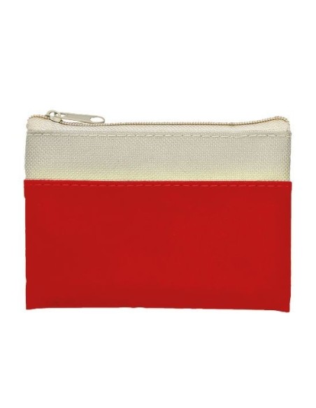 Monedero algodon rojo y beige