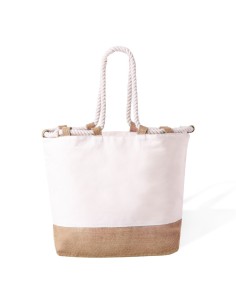 Bolsa algodon con fuelle y asa largas