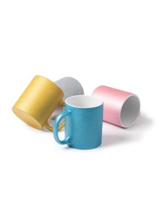 Taza purpurina rosa, azul, plata, dorada sublimacion