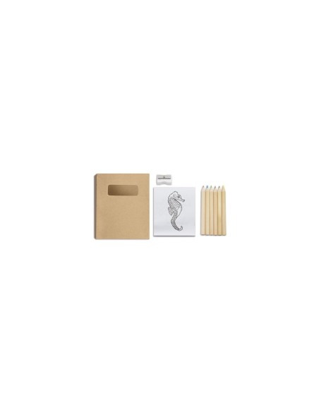 Set 6 lapices de madera y 20 hojas para colorear