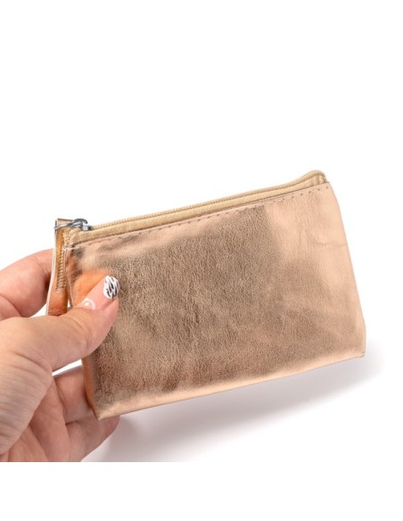 Neceser pequeño 12 x 8.5 x 0.5 cm metalizado oro rosa