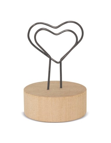 Clip madera con forma de corazon personalizable