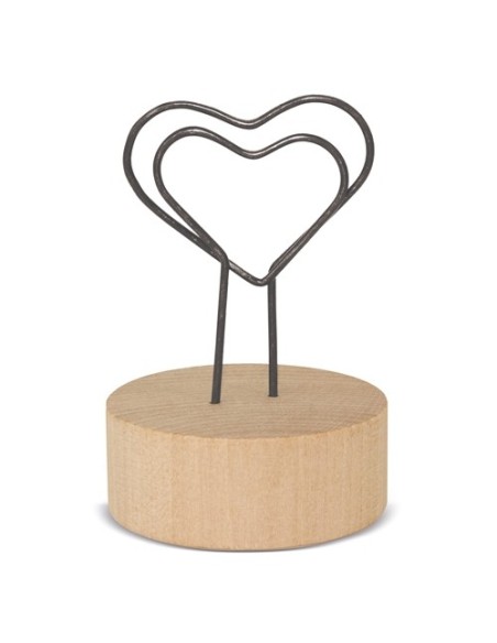 Clip madera con forma de corazon personalizable
