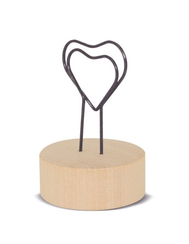 Clip madera con forma de corazon personalizable