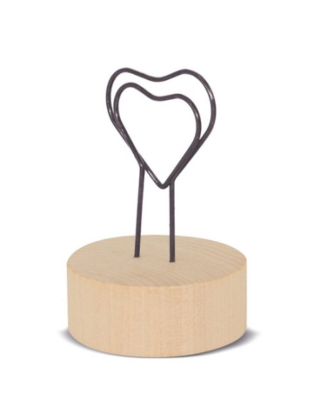 Clip madera con forma de corazon personalizable