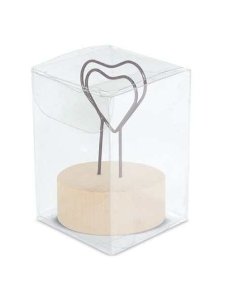 Clip madera con forma de corazon personalizable