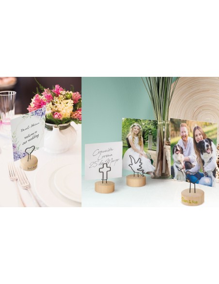 Clip madera con forma de corazon personalizable