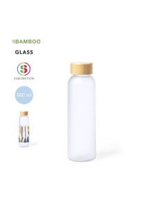 Botella cristal tapon bambu sublimacion