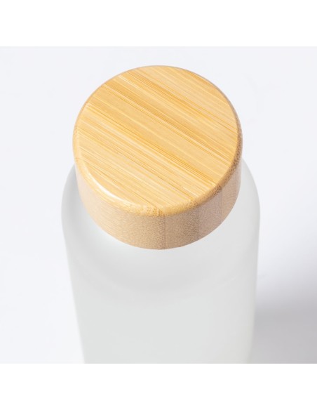 Botella cristal tapon bambu sublimacion