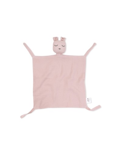 Set doudou + bandana + mordedor de musolina rosa interbaby