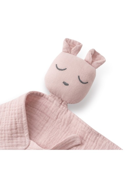 Set doudou + bandana + mordedor de musolina rosa interbaby