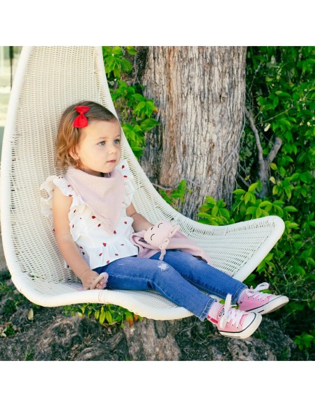 Set doudou + bandana + mordedor de musolina rosa interbaby