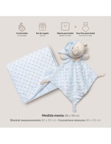 Estuche regalo bebe manta y dou dou coralina marca INTERBABY
