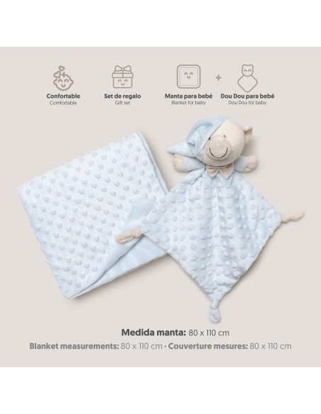 Estuche regalo bebe manta y dou dou coralina marca INTERBABY