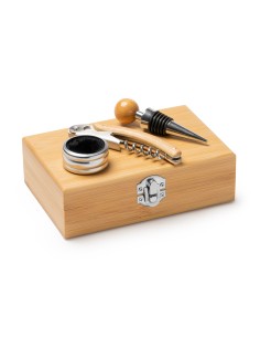 Set 3 piezas de vino en caja de bambu 2