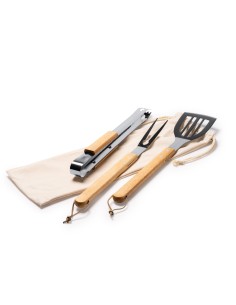 Set 3 accesorios para barbacoa bambu 2