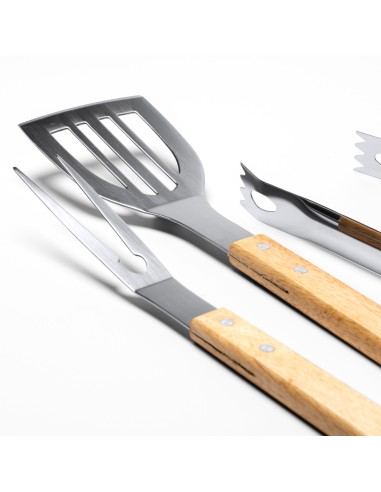Set 3 accesorios para barbacoa bambu
