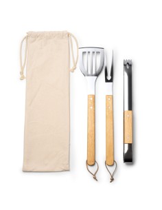 Set 3 accesorios para barbacoa bambu