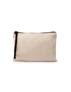 Nuevo neceser beige con cremallera y tira larga negra