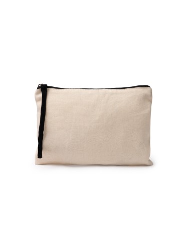 Nuevo neceser beige con cremallera y tira larga negra