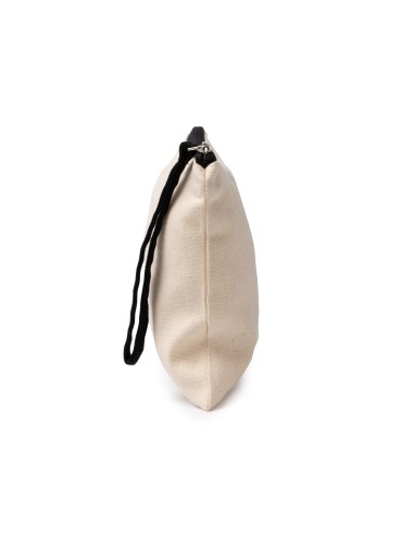 Nuevo neceser beige con cremallera y tira larga negra