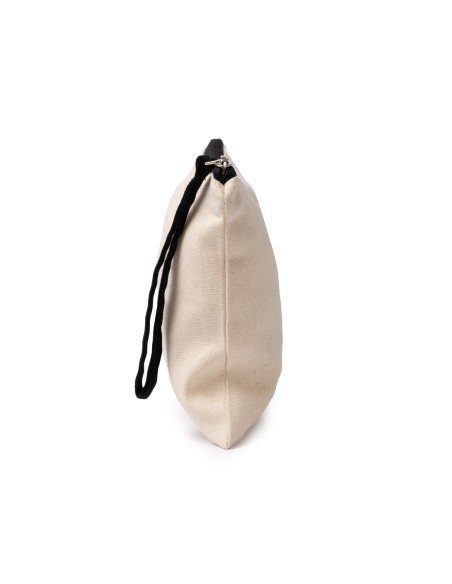 Nuevo neceser beige con cremallera y tira larga negra