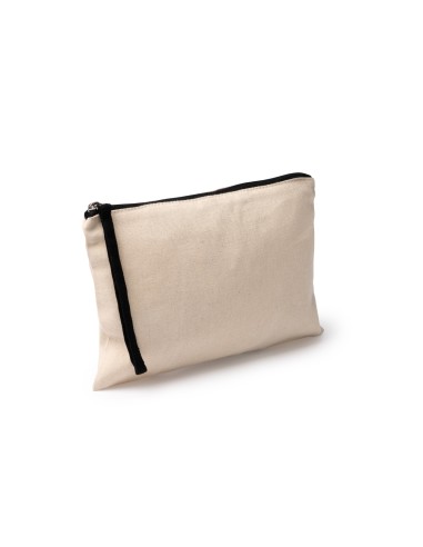 Nuevo neceser beige con cremallera y tira larga negra