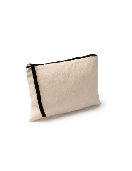 Nuevo neceser beige con cremallera y tira larga negra