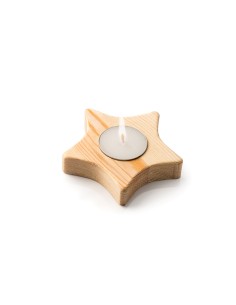 Vela en soporte de madera con diseños navideños 2