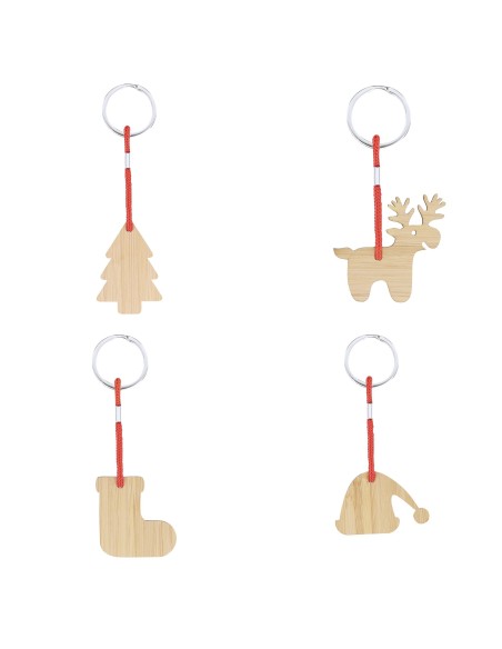 Llavero bambu con motivos navideño